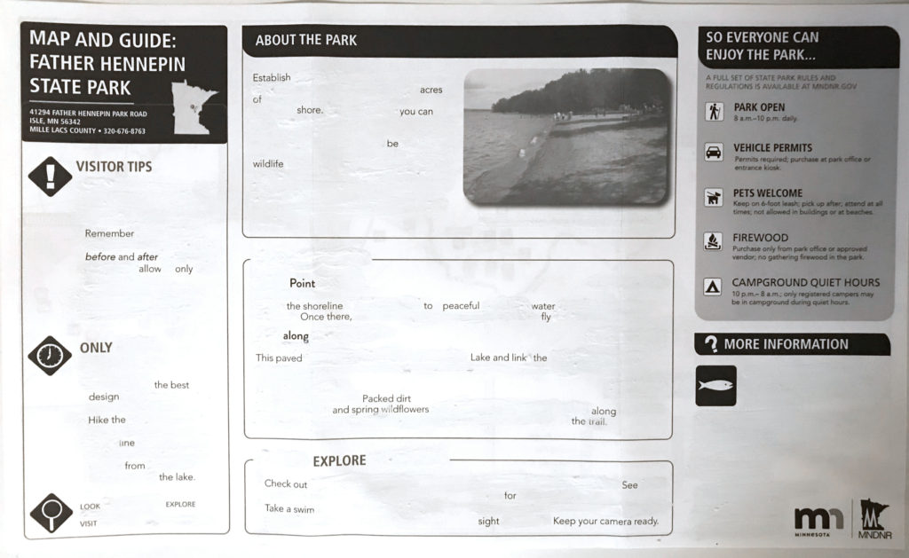 My finished 25 State Parks Erasure Poem.