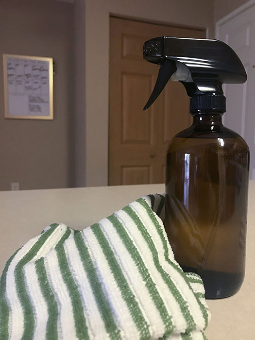 Our zero waste cleaner includes homemade all purpose cleaning spray and towels galore!