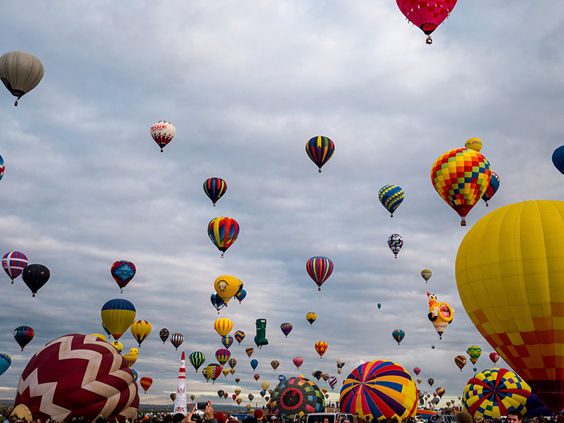 The sky was decked out from head to toe in colorful hot air balloons.